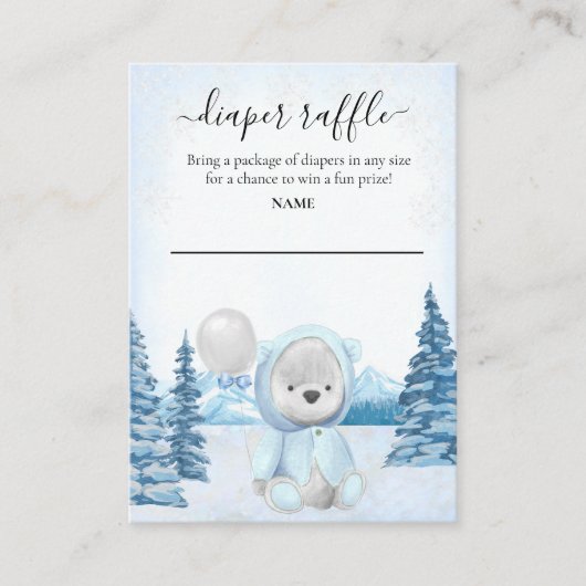 Diaper Raffle Baby Teddy Bear Winter Kerstmis Informatiekaartje (Voorkant)