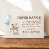 Diaper Raffle Barly Wait Teddy Bear Baby shower Informatiekaartje