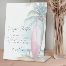 Diaper Raffle Beach Baby Shower Reclamebord Met Voetstuk