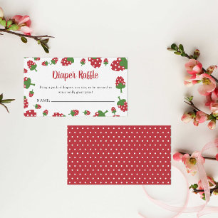 Diaper Raffle Berry Sweet Baby shower Strawberry Informatiekaartje