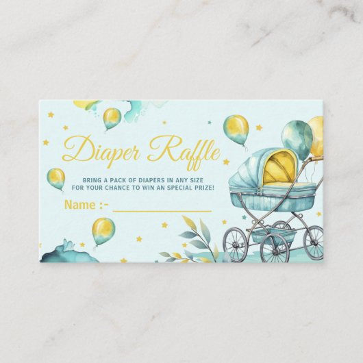 Diaper Raffle Blue Baby Shower Informatiekaartje (Voorkant)