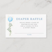 Diaper Raffle Blue Balloon Greenery Baby Shower Informatiekaartje (Voorkant)