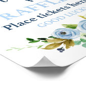 Diaper Raffle blue floral sign. Poster (Hoek)