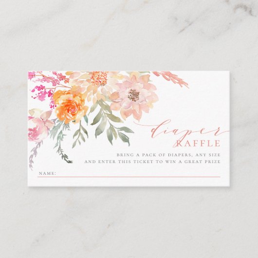 Diaper Raffle | Blush & Blauwgroen lentes Baby sho Informatiekaartje (Voorkant)