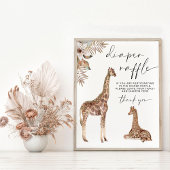 Diaper Raffle Boho Giraffe Baby shower Sign Poster