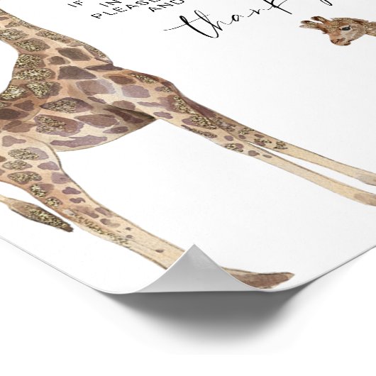 Diaper Raffle Boho Giraffe Baby shower Sign Poster (Hoek)