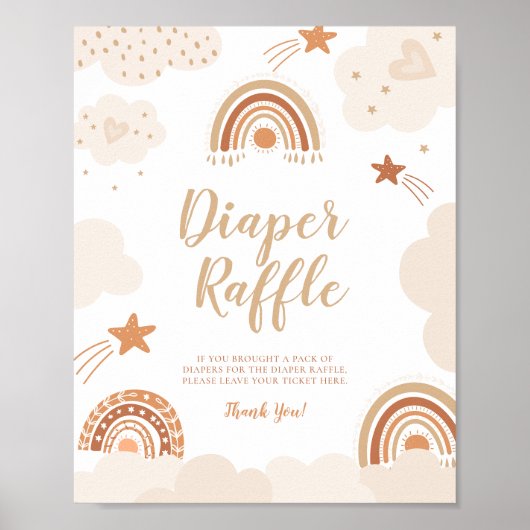 Diaper Raffle Boho Rainbow Sign Poster (Voorkant)