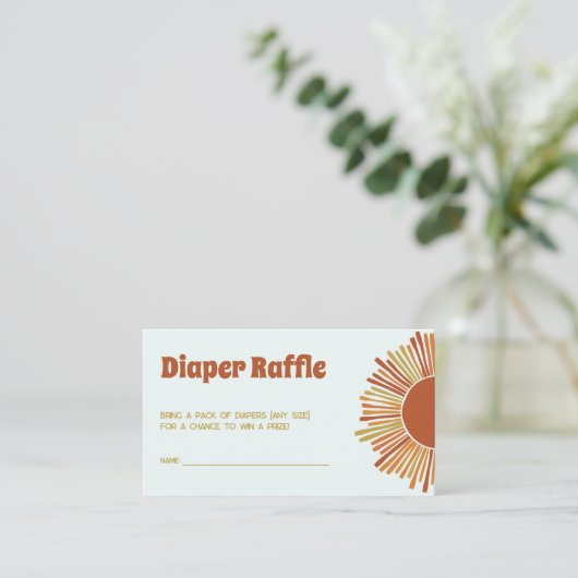 Diaper Raffle Boho Retro Boy Baby Shower Informatiekaartje (Staand voorkant)