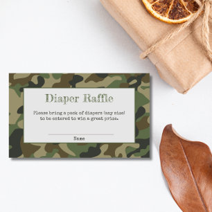 Diaper Raffle Boy Baby shower Camo Informatiekaartje