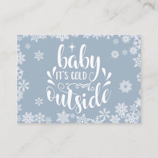 Diaper Raffle Boy Winter Baby Shower Dusty Blue Informatiekaartje (Achterkant)
