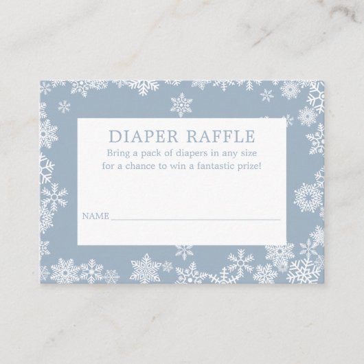 Diaper Raffle Boy Winter Baby Shower Dusty Blue Informatiekaartje (Voorkant)
