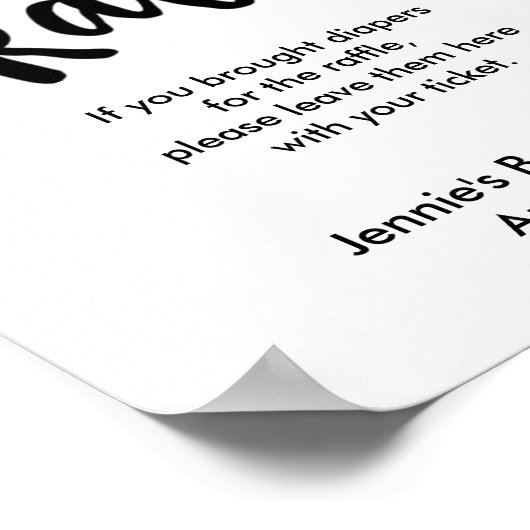 Diaper Raffle Bruspenseel Baby shower Display Poster (Hoek)