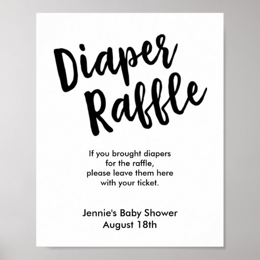 Diaper Raffle Bruspenseel Baby shower Display Poster (Voorkant)