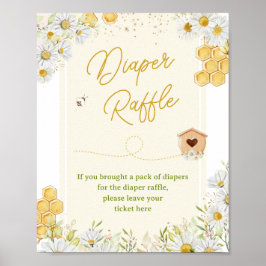 Diaper Raffle Bumblebee Honey Baby shower Sprinkle Poster