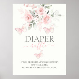 Diaper Raffle Butterfly-teken Poster
