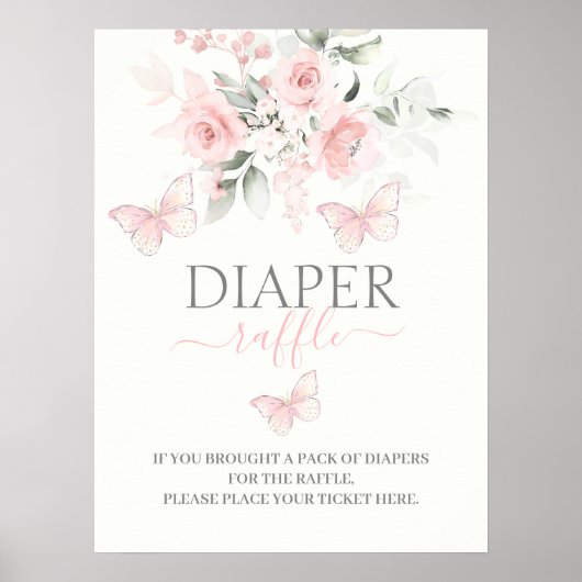 Diaper Raffle Butterfly-teken Poster (Voorkant)