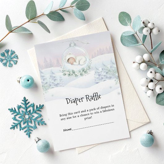 Diaper Raffle Card Our Little Snowbaby Shower Informatiekaartje