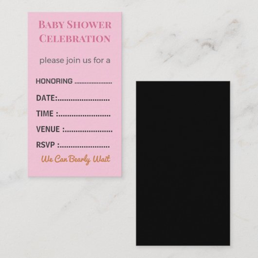 Diaper Raffle Card Tickets | Elegant Insert Informatiekaartje (Voorkant / Achterkant)