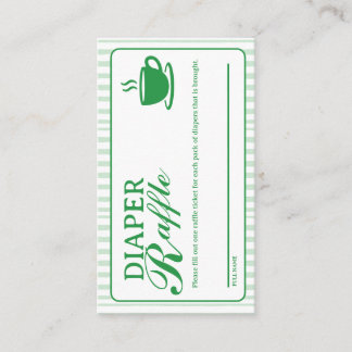 Diaper Raffle Cards - Vintage Green Coffee Shop  Informatiekaartje