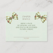 Diaper Raffle Carriage Bows Green Gingham Informatiekaartje (Voorkant)