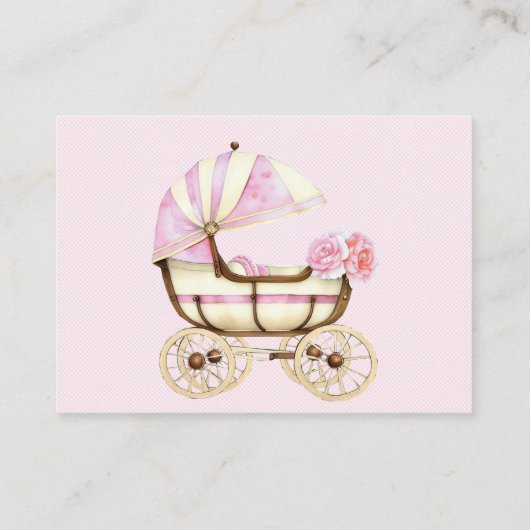 Diaper Raffle Carriage Bows Pink Gingham Informatiekaartje (Achterkant)