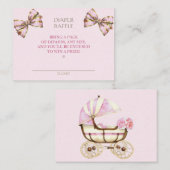 Diaper Raffle Carriage Bows Pink Gingham Informatiekaartje (Voorkant / Achterkant)