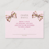 Diaper Raffle Carriage Bows Pink Gingham Informatiekaartje (Voorkant)