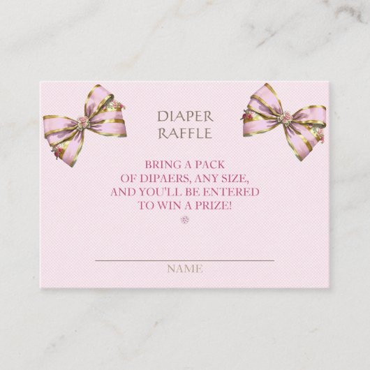 Diaper Raffle Carriage Bows Pink Gingham Informatiekaartje (Voorkant)