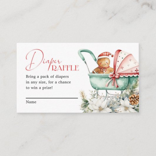 Diaper Raffle Christmas Gingerbread Baby Shower Informatiekaartje (Voorkant)