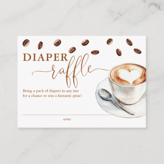 Diaper Raffle Coffee Bean Baby Shower Informatiekaartje (Voorkant)
