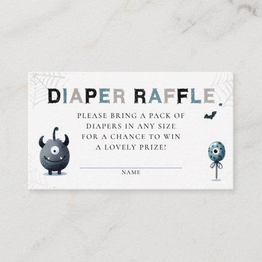 Diaper Raffle Cute Halloween Monster Baby Shower Informatiekaartje (Voorkant)
