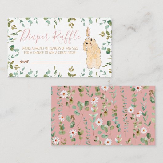 Diaper Raffle Cute Little Bunny Baby shower Informatiekaartje (Voorkant / Achterkant)