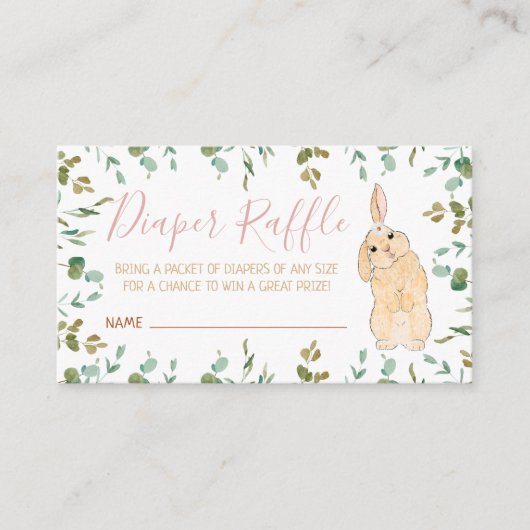 Diaper Raffle Cute Little Bunny Baby shower Informatiekaartje (Voorkant)