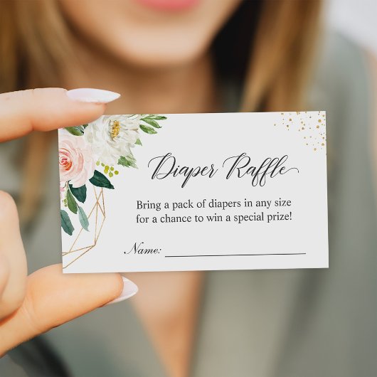 Diaper Raffle Elegant Blush Floral Baby shower Informatiekaartje