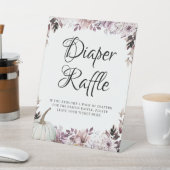 Diaper Raffle Elegant Purple Flowers Foliage Reclamebord Met Voetstuk (Insitu)