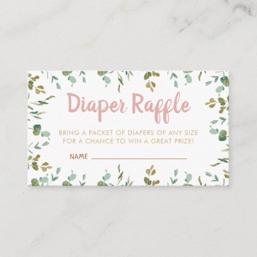 Diaper Raffle Eucalyptus Baby shower Informatiekaartje (Voorkant)