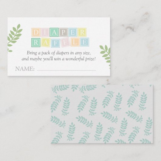 Diaper Raffle Gender Neutral Whimsical Baby shower Informatiekaartje (Voorkant / Achterkant)