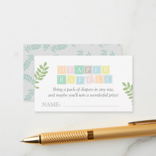 Diaper Raffle Gender Neutral Whimsical Baby shower Informatiekaartje