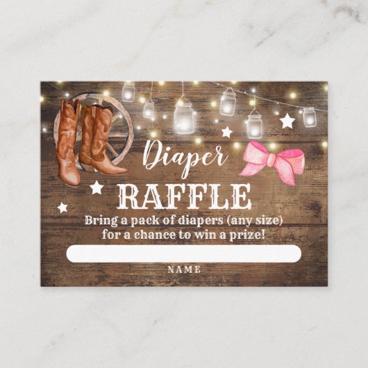 Diaper Raffle Gender onthult Boots of Bows Kaart Contactkaartje (Voorkant)