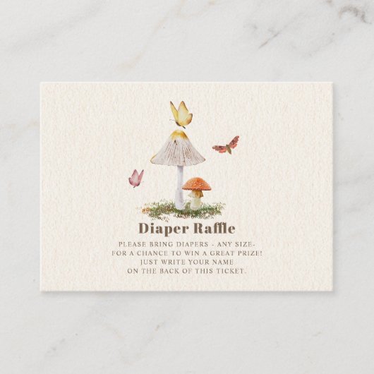 Diaper Raffle Girl Baby shower Woodland Mushroom Informatiekaartje (Voorkant)