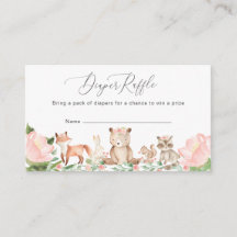 Diaper Raffle Girl Woodland Animals Baby shower En