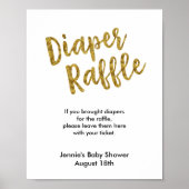 Diaper Raffle Gold Glitter Baby shower Display Poster (Voorkant)