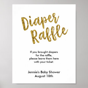 Diaper Raffle Gold Glitter Baby shower Display Poster