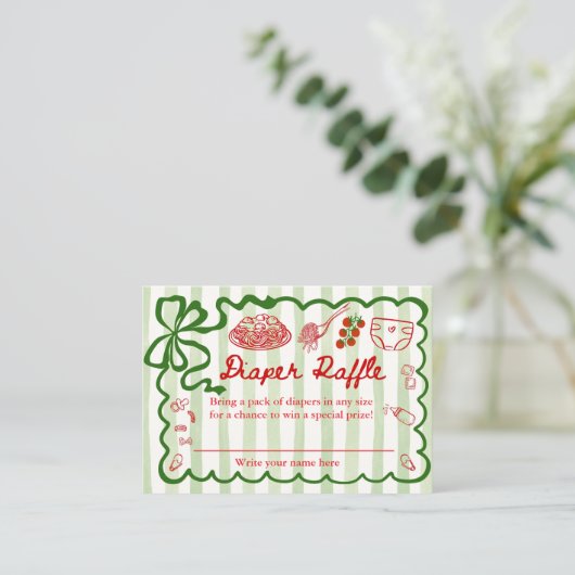 Diaper Raffle Green Bow Frame Enclosure Card Informatiekaartje (Staand voorkant)
