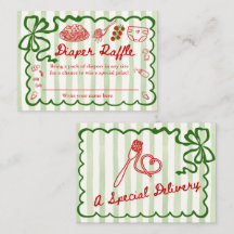 Diaper Raffle Green Bow Frame Enclosure Card