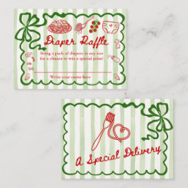 Diaper Raffle Green Bow Frame Enclosure Card Informatiekaartje