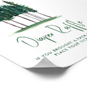Diaper Raffle Green Rustic Pine Trees Baby shower Poster (Hoek)