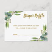 Diaper Raffle Greenery Gold Baby shower Insert Informatiekaartje (Voorkant)