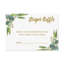 Diaper Raffle Greenery Gold Baby shower Insert