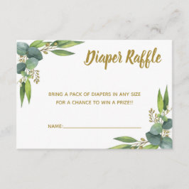Diaper Raffle Greenery Gold Baby shower Insert Informatiekaartje